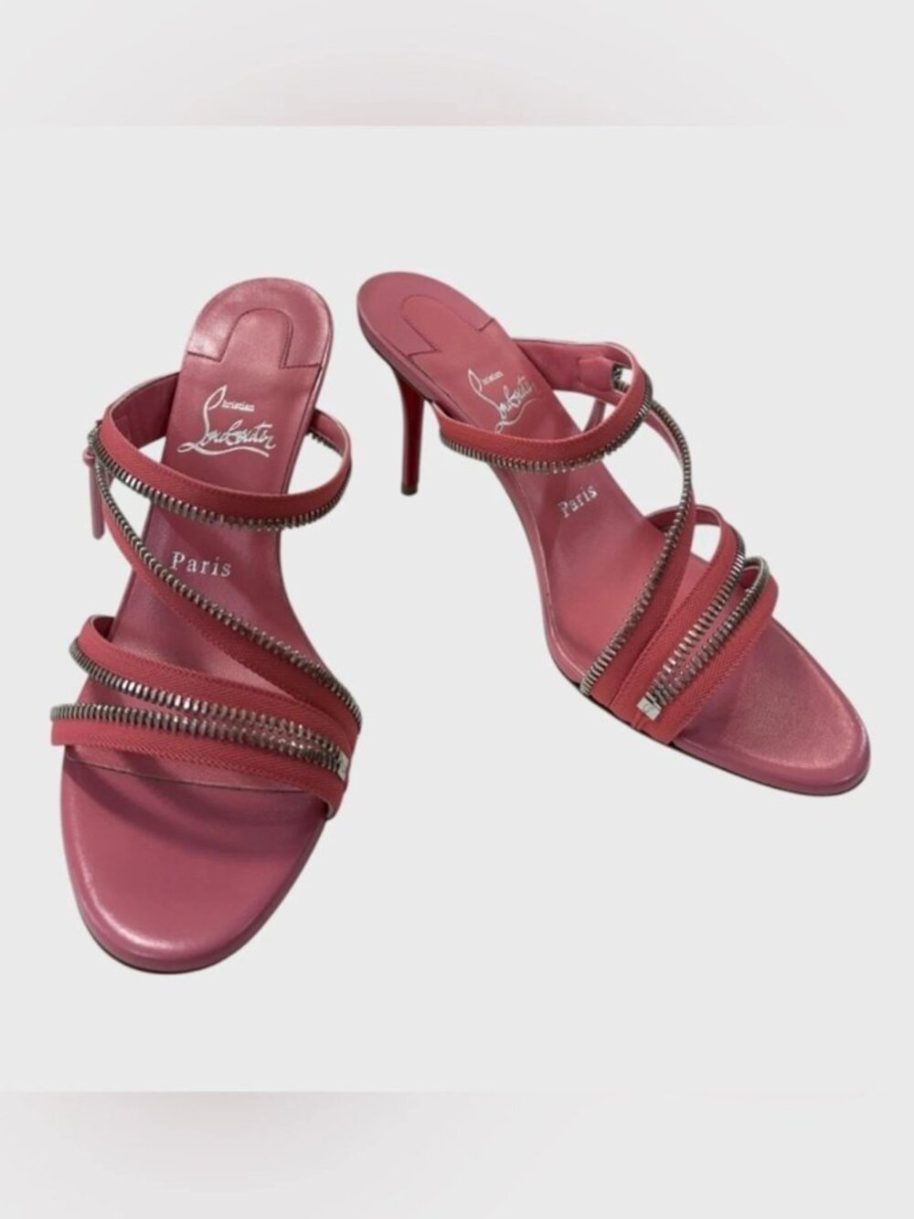 Christian Louboutin NEW Bon Bon Pink Meryl Zip 80 Heels Size 37.5